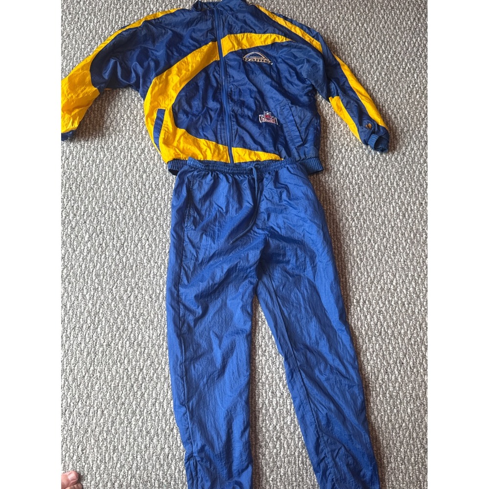 Vintage Pro Layer St Louis Rams NFL Experience Tracksuit Blue Yellow XL 2 Piece